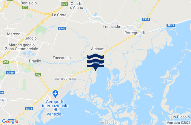 Mapa de mareas Roncade, Italy