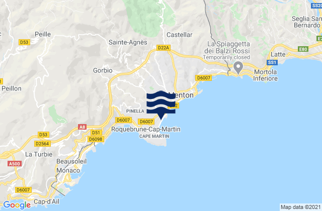 Mapa de mareas Roquebrune-Cap-Martin, France