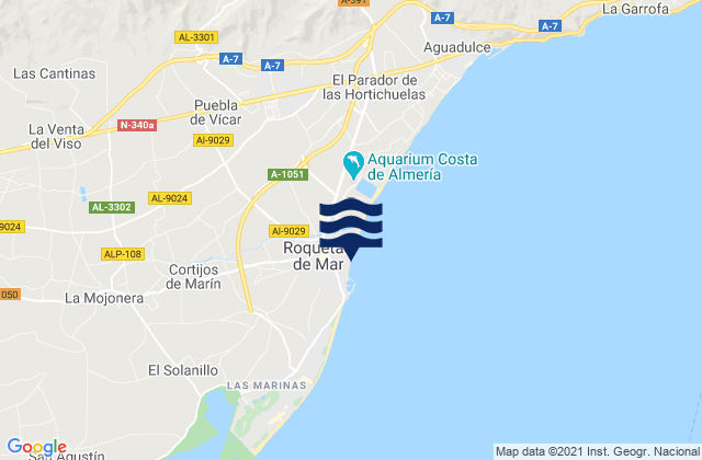 Mapa de mareas Roquetas de Mar, Spain