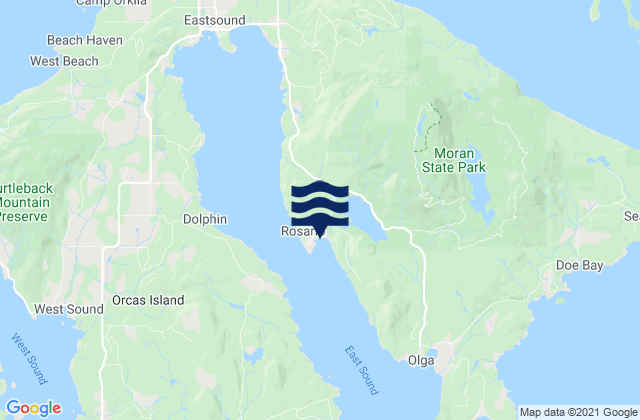 Mapa de mareas Rosario East Sound Orcas Island, United States