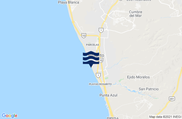 Mapa de mareas Rosarito, Mexico