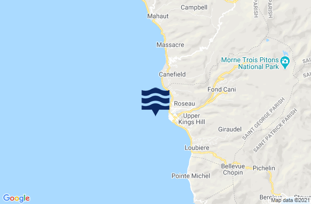 Mapa de mareas Roseau, Martinique