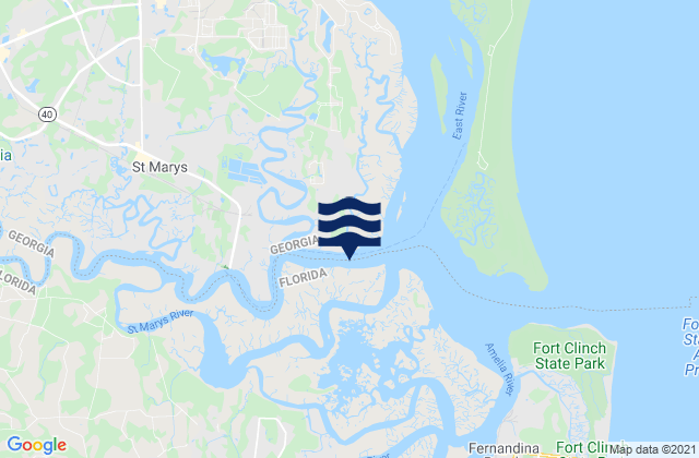 Mapa de mareas Roses Bluff Bells River, United States
