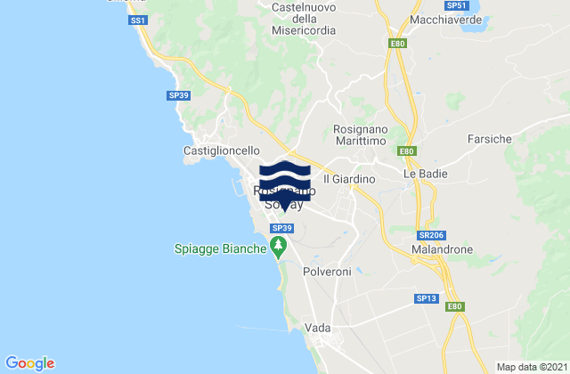 Mapa de mareas Rosignano Marittimo, Italy