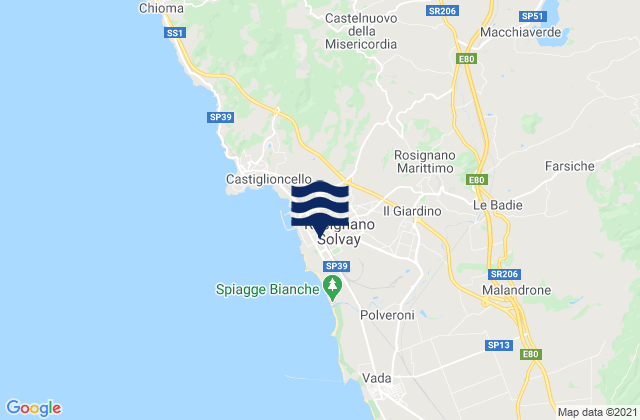 Mapa de mareas Rosignano Solvay-Castiglioncello, Italy