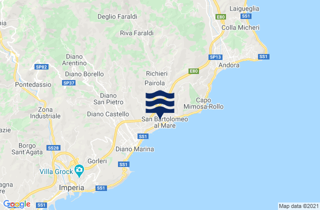 Mapa de mareas Rossi, Italy
