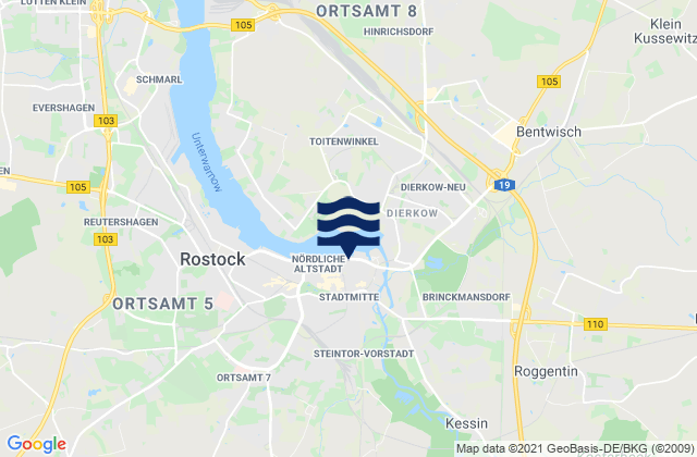 Mapa de mareas Rostock, Germany