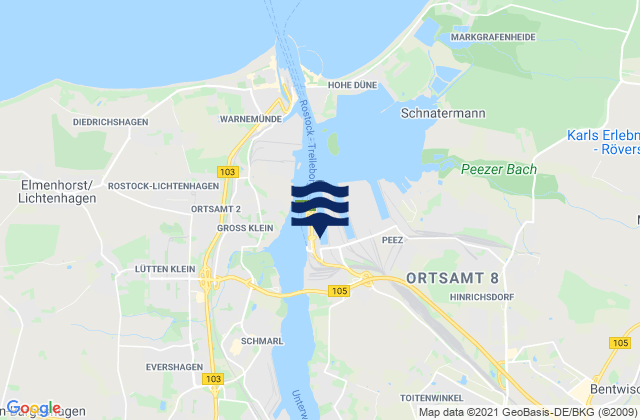 Mapa de mareas Rostock Port, Germany