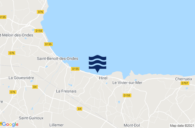 Mapa de mareas Roz-Landrieux, France