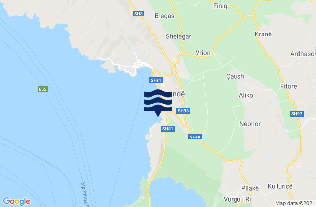 Mapa de mareas Rrethi i Sarandës, Albania