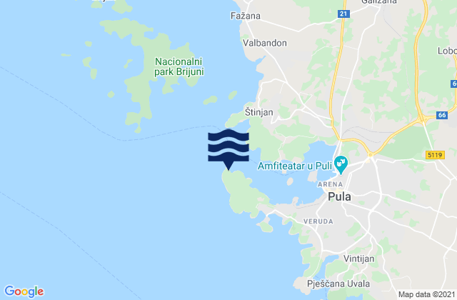 Mapa de mareas Rt Kumpare, Croatia