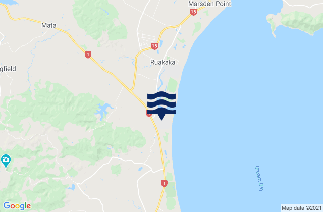Mapa de mareas Ruakaka, New Zealand