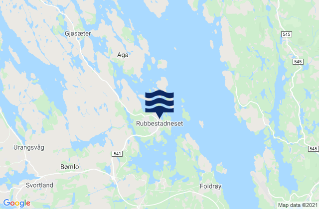 Mapa de mareas Rubbestadneset, Norway