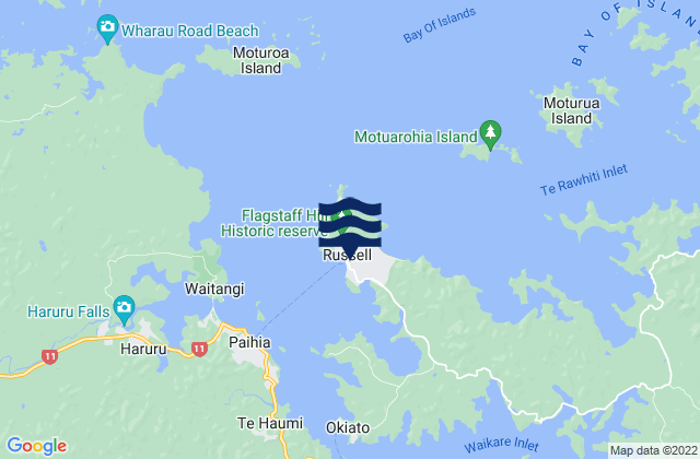 Mapa de mareas Russell, New Zealand