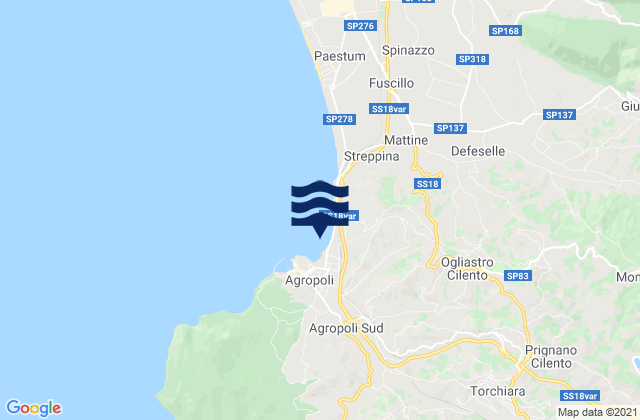 Mapa de mareas Rutino, Italy