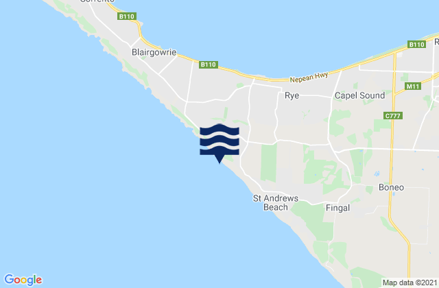 Mapa de mareas Rye Ocean Beach, Australia