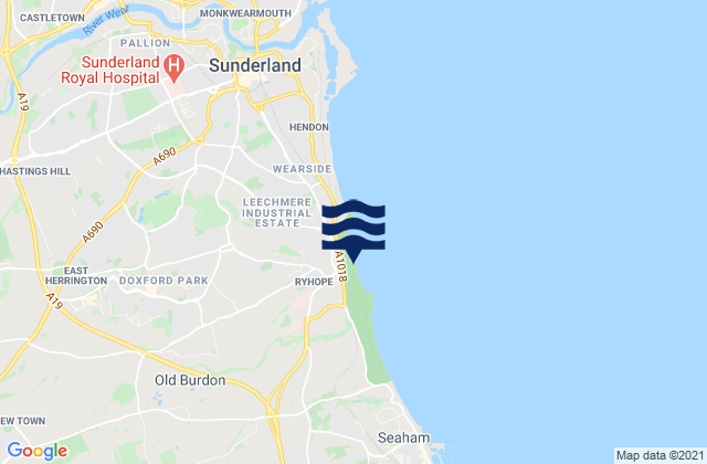 Mapa de mareas Ryhope Beach, United Kingdom