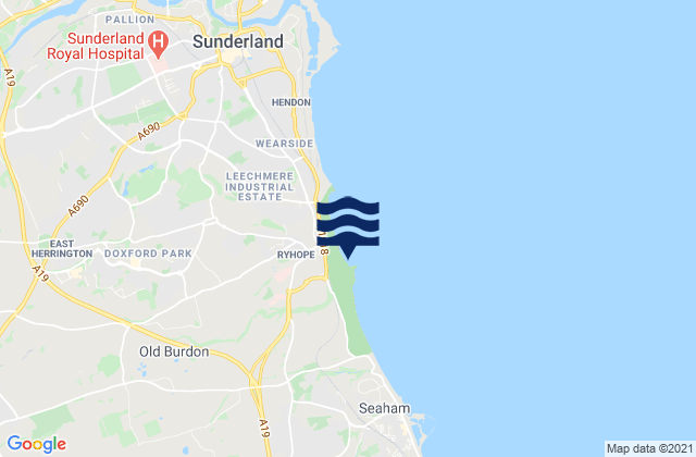 Mapa de mareas Ryhope South Beach, United Kingdom