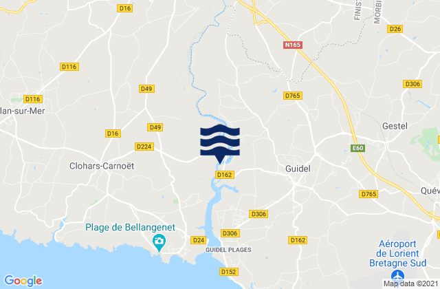 Mapa de mareas Rédené, France