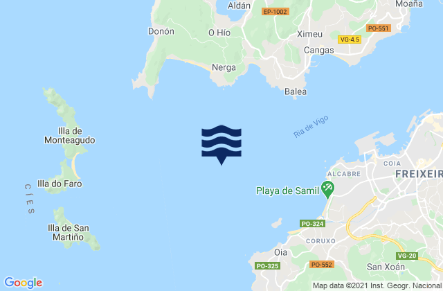 Mapa de mareas Ría de Vigo, Spain