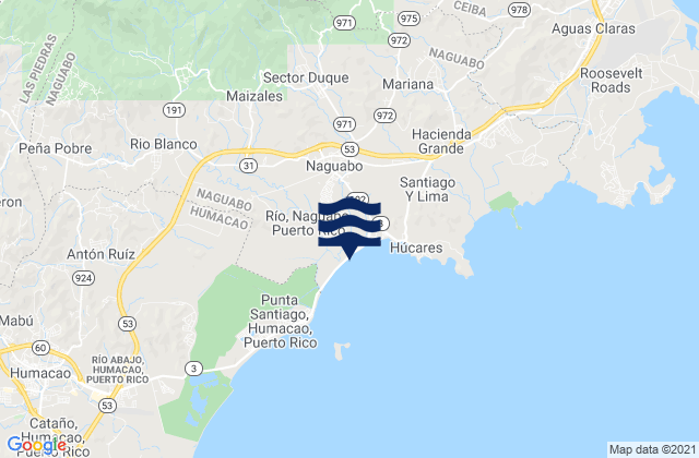 Mapa de mareas Río Blanco Barrio, Puerto Rico