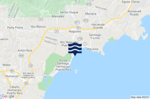 Mapa de mareas Río Blanco, Puerto Rico