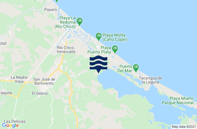 Mapa de mareas Río Chico, Venezuela