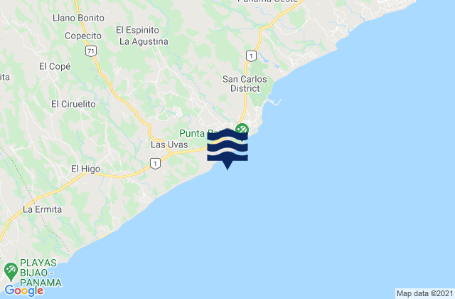 Mapa de mareas Río Mar, Panama
