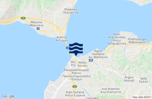 Mapa de mareas Río, Greece