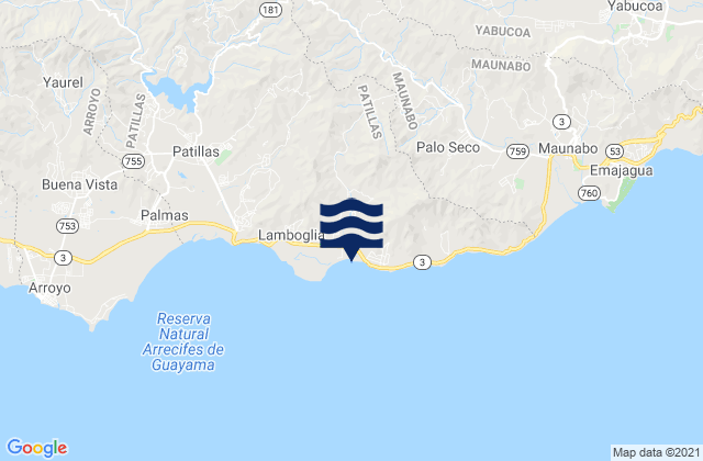 Mapa de mareas Ríos Barrio, Puerto Rico