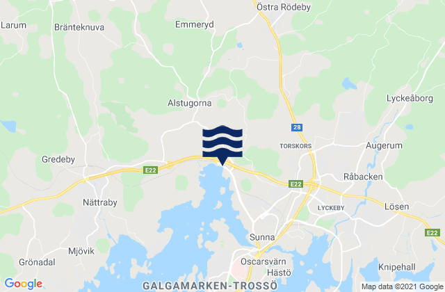 Mapa de mareas Rödeby, Sweden