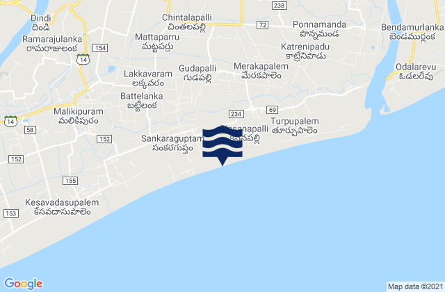 Mapa de mareas Rāzole, India