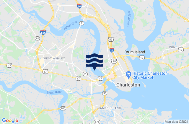 Mapa de mareas S.C.L. RR. bridge 0.1 mile below, United States