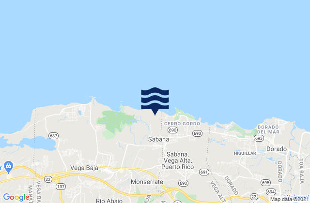 Mapa de mareas Sabana, Puerto Rico