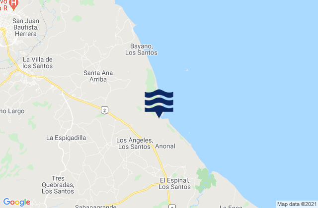 Mapa de mareas Sabana Grande, Panama