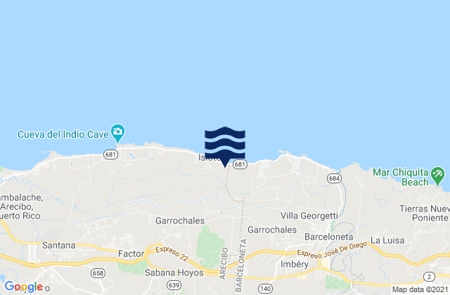 Mapa de mareas Sabana Hoyos Barrio, Puerto Rico