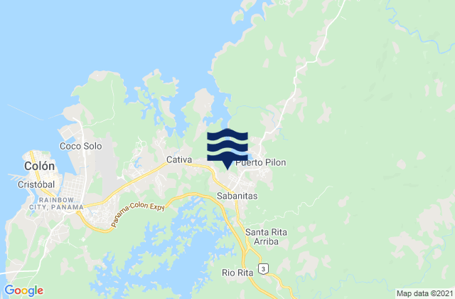 Mapa de mareas Sabanitas, Panama