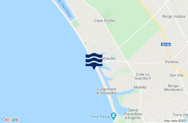 Mapa de mareas Sabaudia, Italy