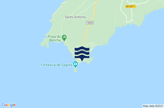 Mapa de mareas Sagres (South), Portugal