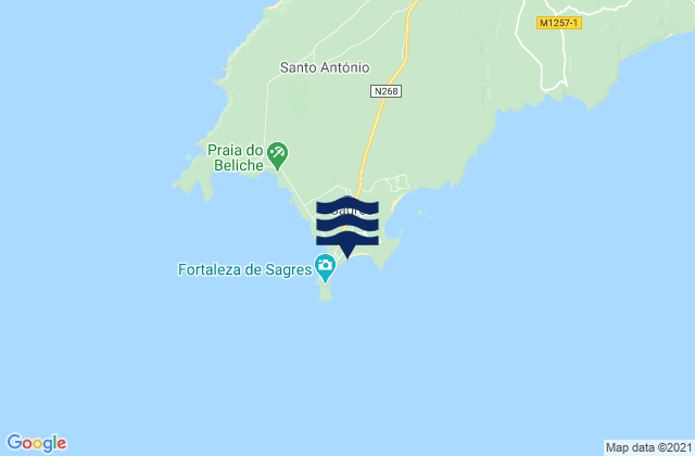 Mapa de mareas Sagres, Portugal