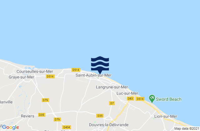 Mapa de mareas Saint-Aubin-sur-Mer, France