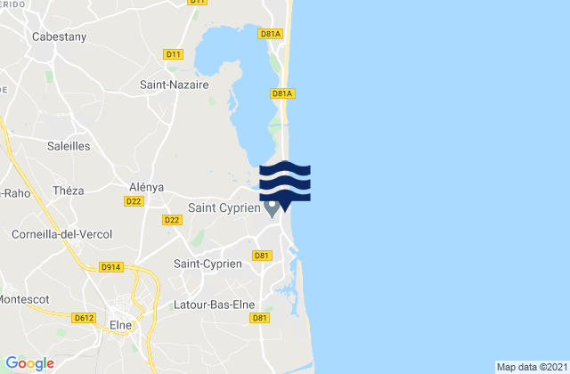 Mapa de mareas Saint-Cyprien-Plage, France