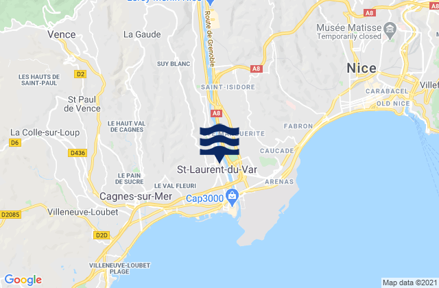 Mapa de mareas Saint-Laurent-du-Var, France