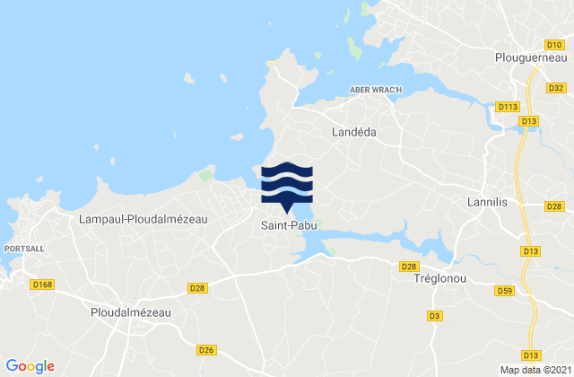 Mapa de mareas Saint-Pabu, France