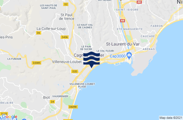 Mapa de mareas Saint-Paul-de-Vence, France