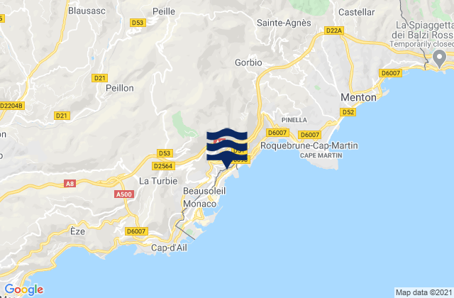 Mapa de mareas Saint-Roman, Monaco