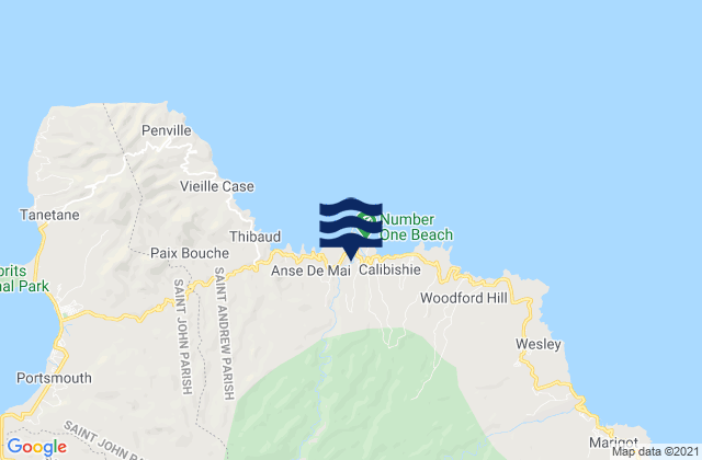 Mapa de mareas Saint Andrew, Dominica