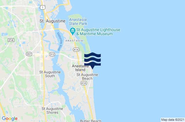 Mapa de mareas Saint Augustine Beach, United States