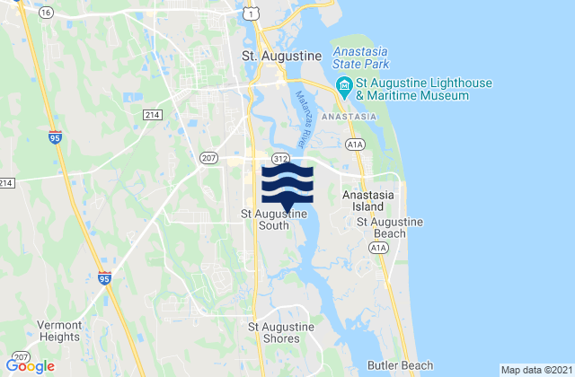 Mapa de mareas Saint Augustine South, United States