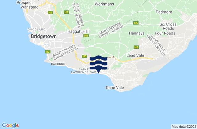 Mapa de mareas Saint George, Barbados